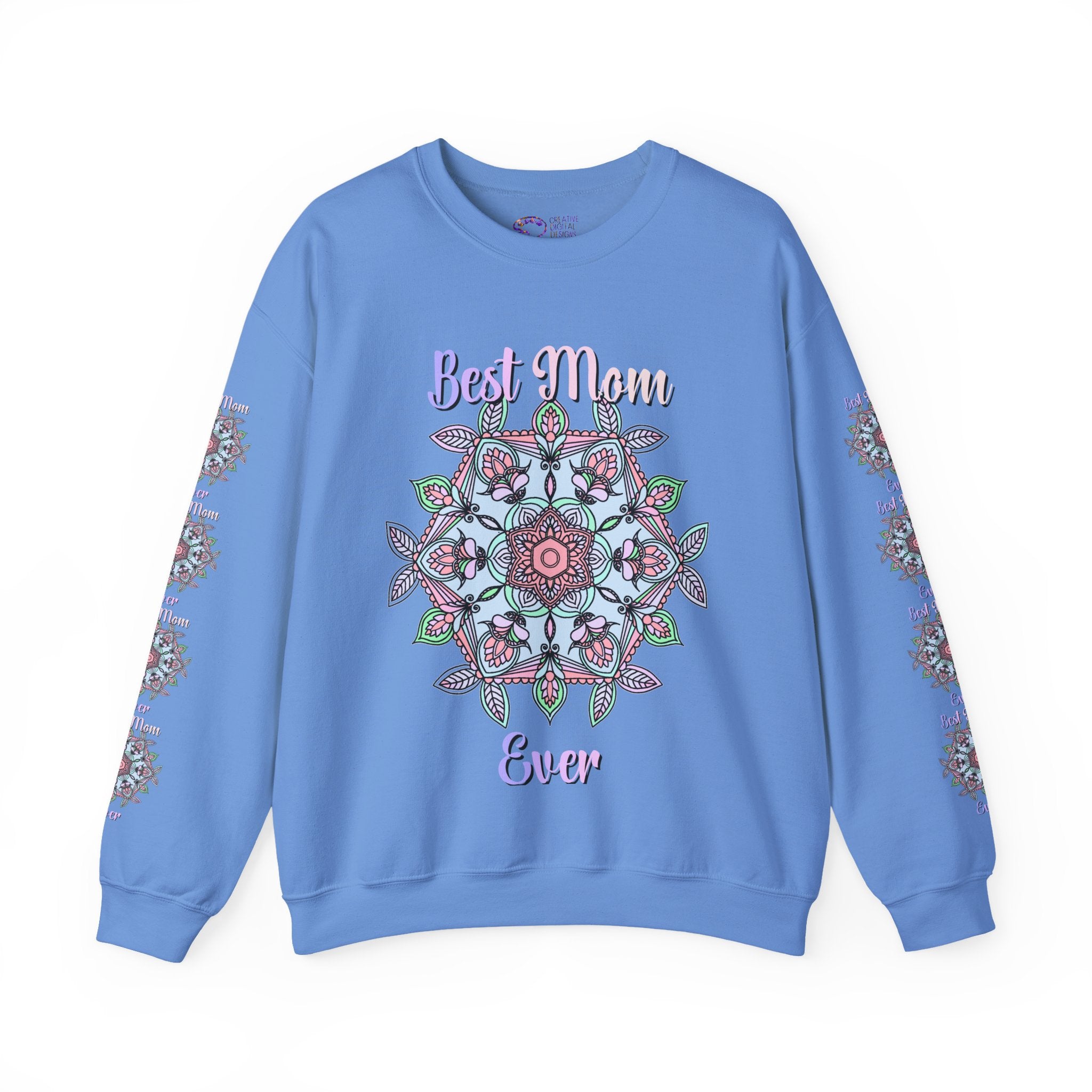 Mandala Art Crewneck Sweatshirt Celebrating Moms in Soft Hues