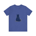 A black cat mystery t-shirt, featuring a simple and cool design