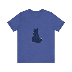 A black cat mystery t-shirt, featuring a simple and cool design