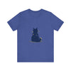 A black cat mystery t-shirt, featuring a simple and cool design