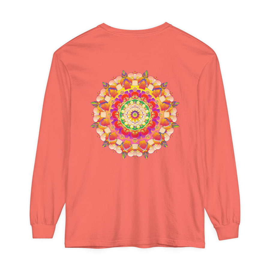 Colorful and intricate mandala design long sleeve t-shirt for both men and women