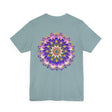 Colorful mandala t-shirt with intricate design, promoting spiritual peace and harmony through vibrant, eye-catching imagery