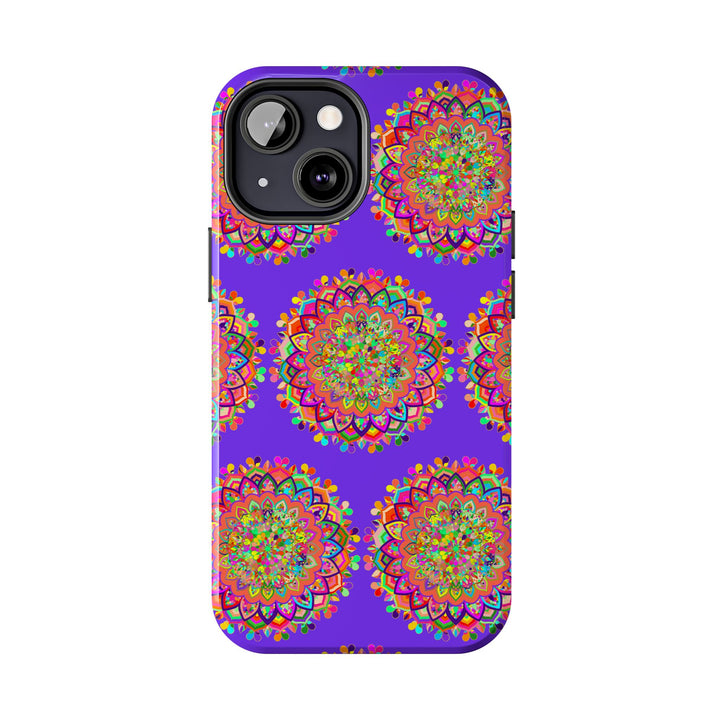 Hand drawn small purple mandala art phone case designed for iPhone X and XS