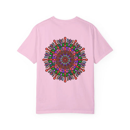 Unisex mandala t-shirt made from 100% ring-spun cotton, hand-drawn mandala art, and garment-dyed for extra comfort