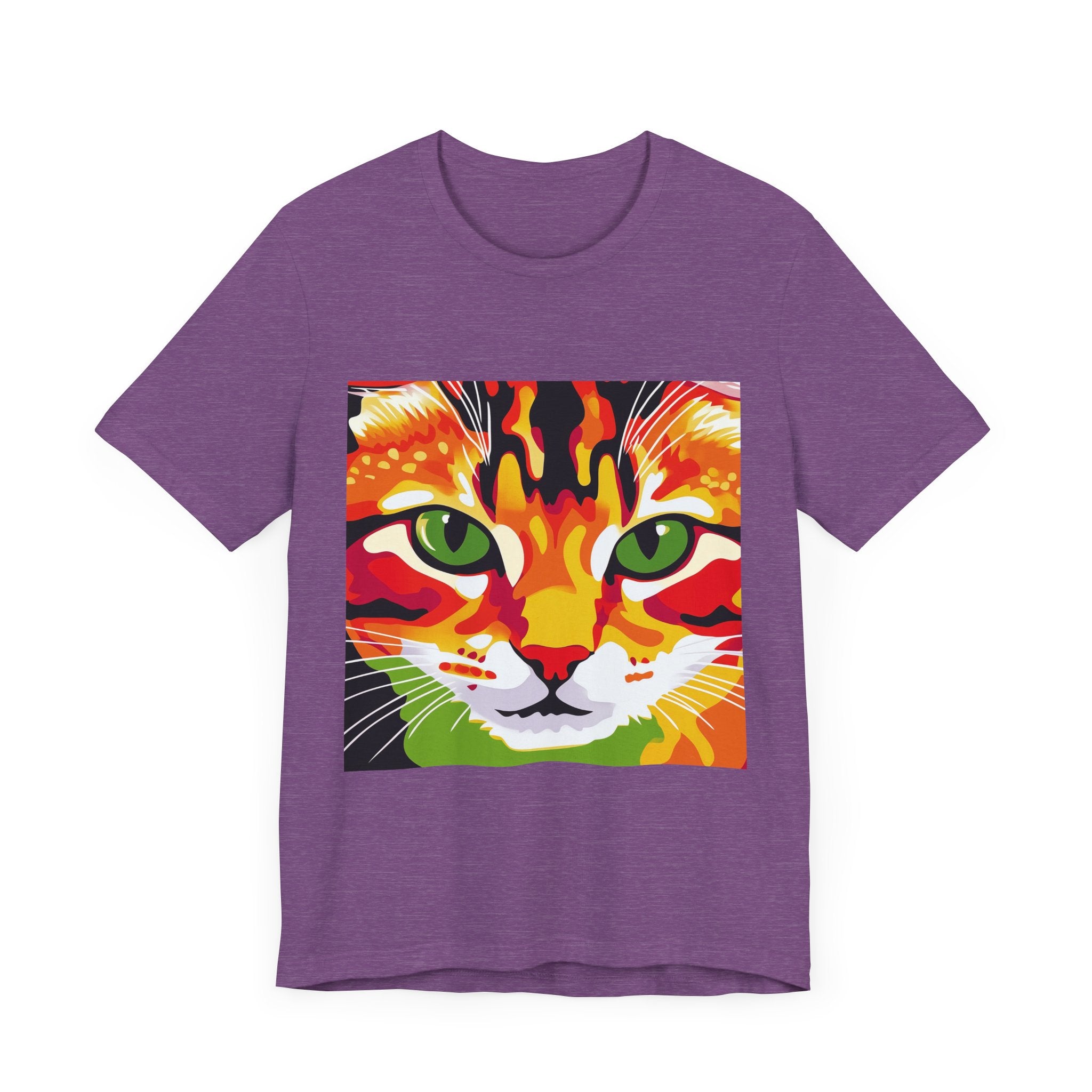 Abstract art design of a Savanna Cat on a t-shirt, perfect for cat lovers and art enthusiasts, available in various sizes and colors