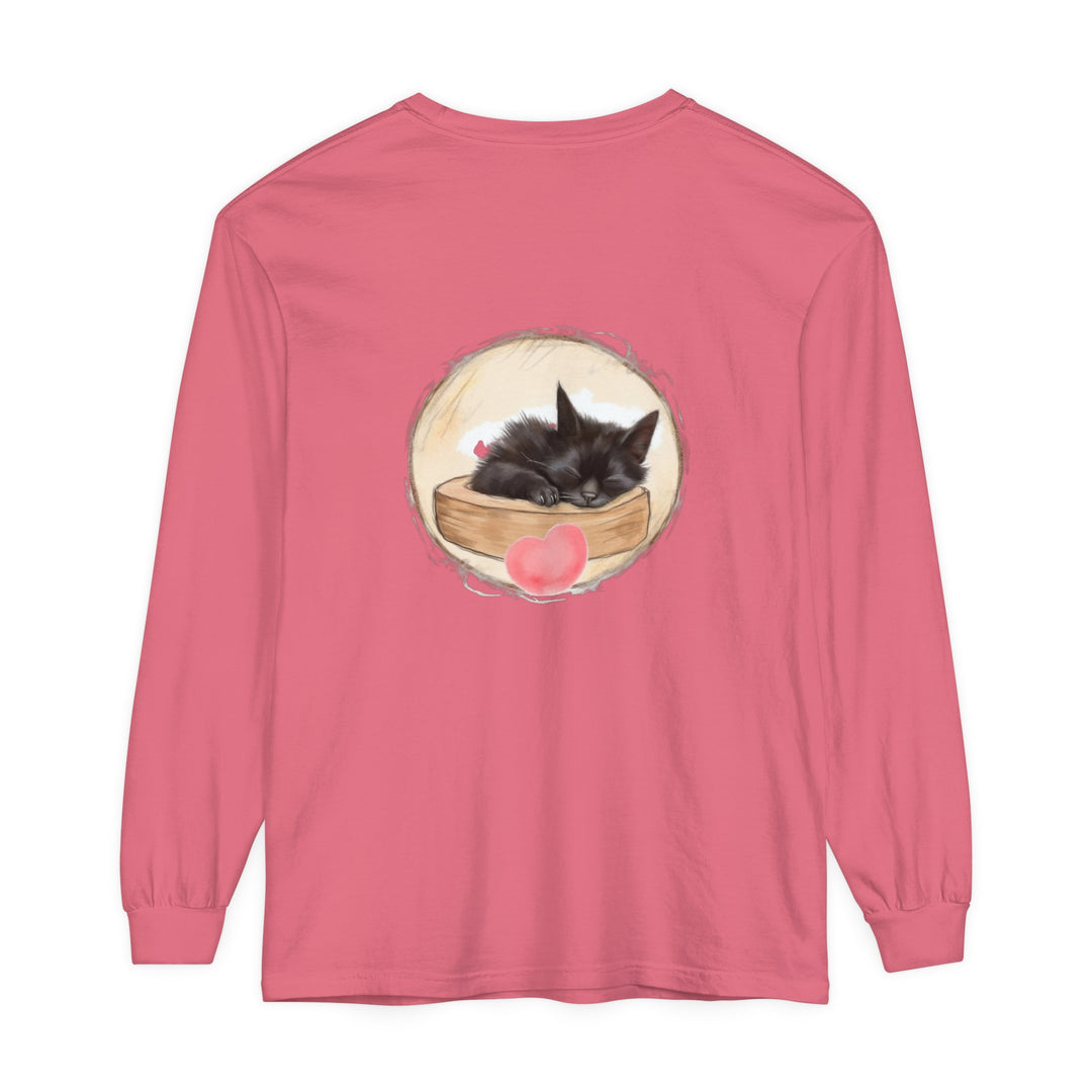 A cozy unisex t-shirt featuring a cute sleeping kitten design for bedtime