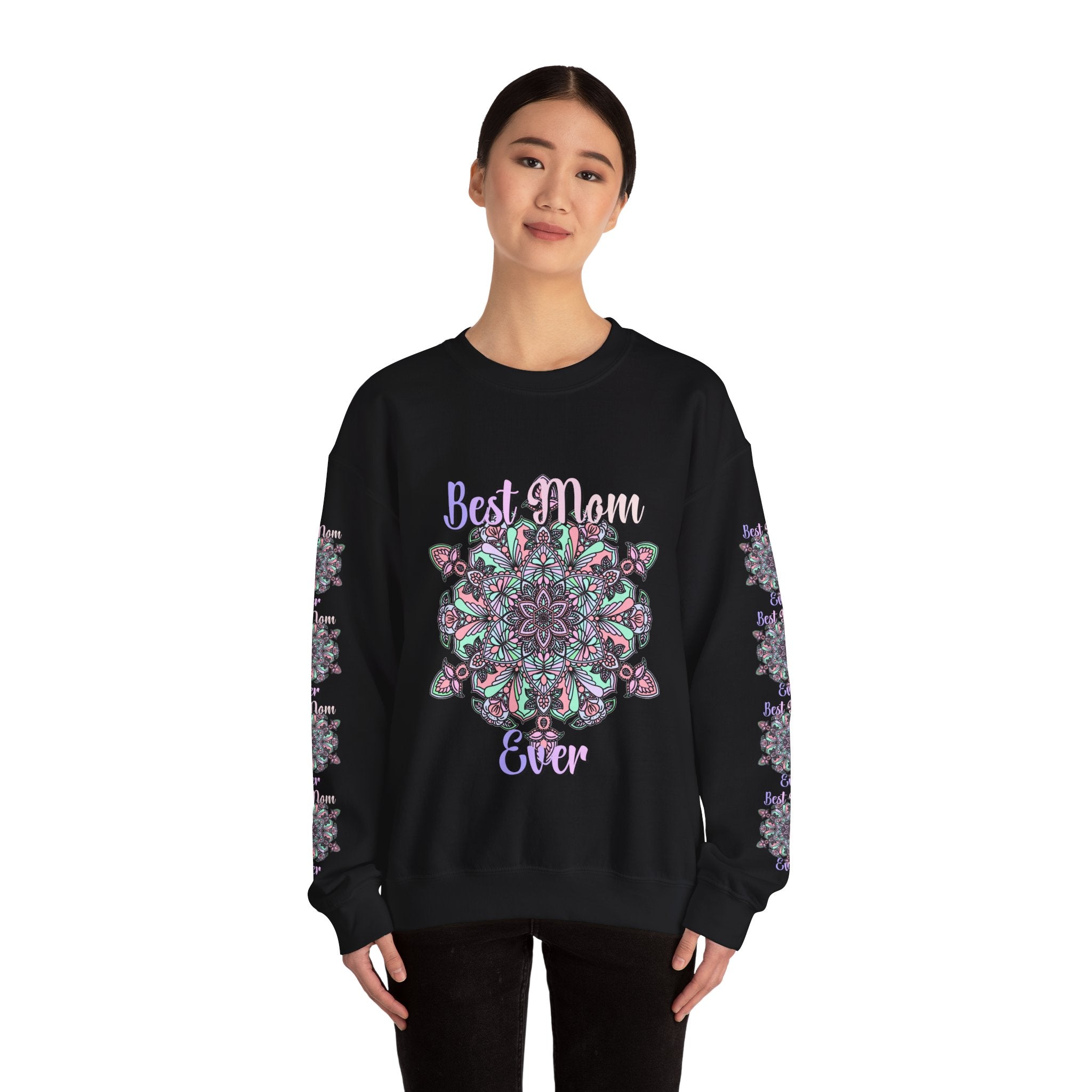 Mandala Design Sweatshirt in Soft Pink and Lavender for Moms