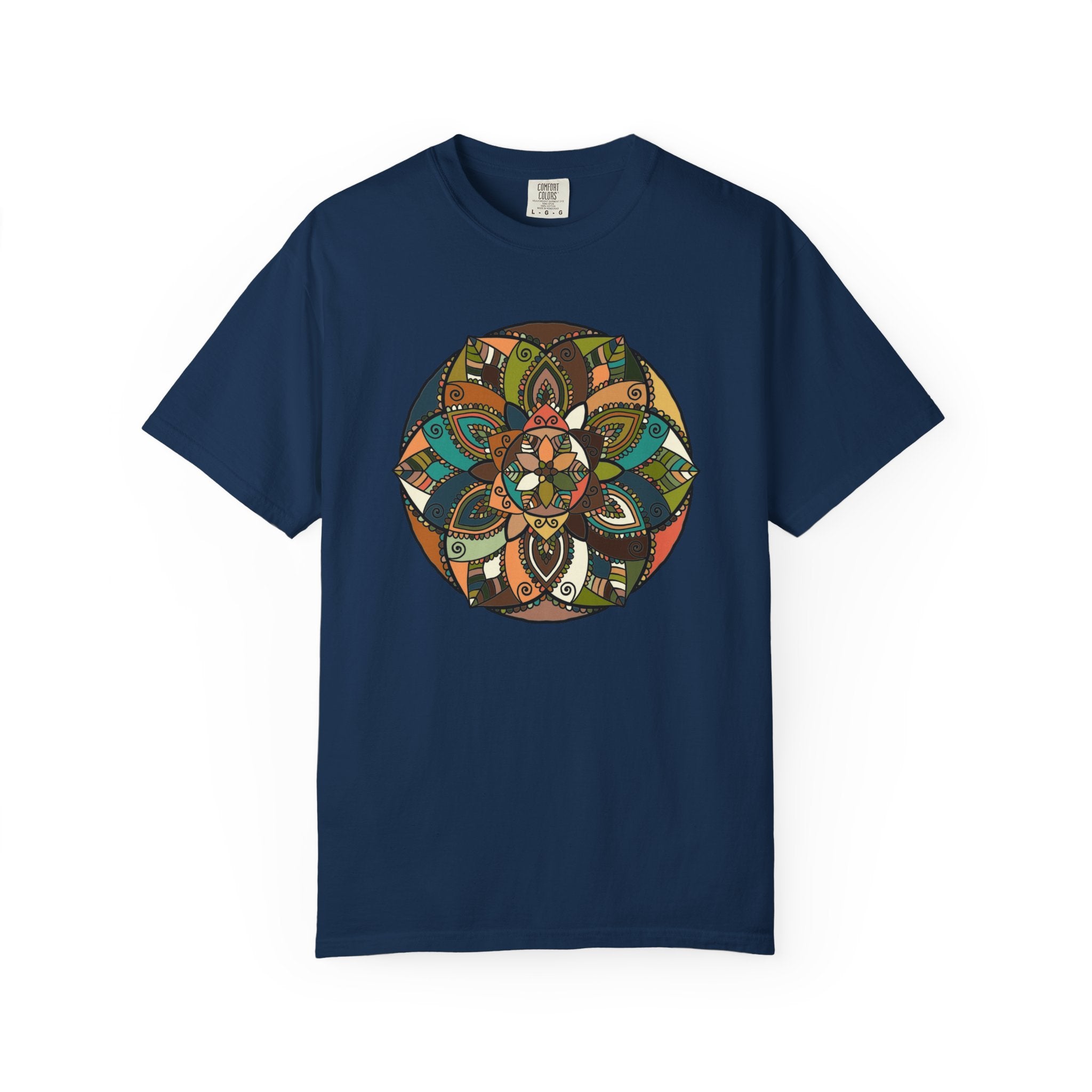 Mandala Earth Flora T-Shirt — Earthy Tones Geometric Art Tee
