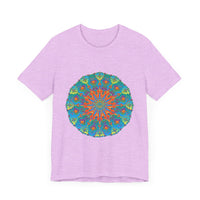 Colorful and detailed rainbow mandala tee shirt with vibrant and intricate design