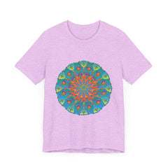 Colorful and detailed rainbow mandala tee shirt with vibrant and intricate design
