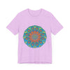 Colorful and detailed rainbow mandala tee shirt with vibrant and intricate design