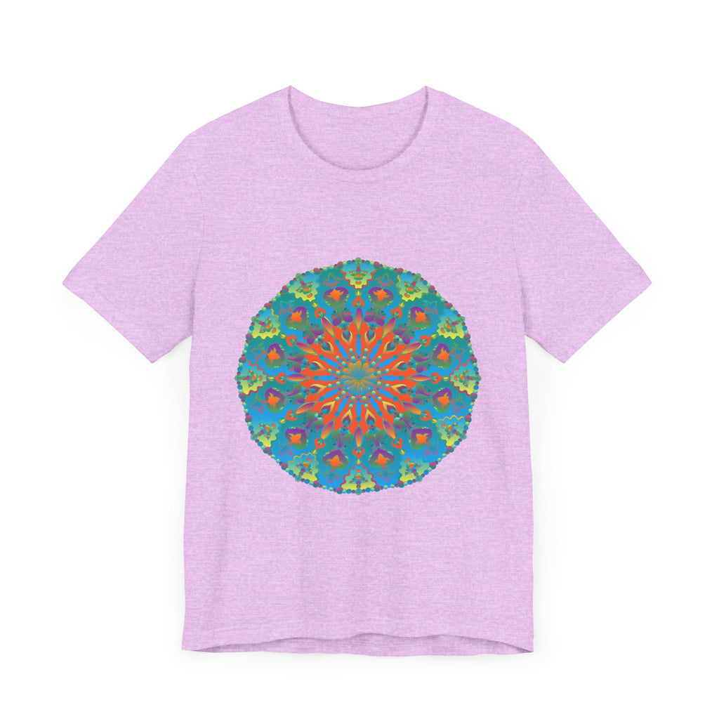 Colorful and detailed rainbow mandala tee shirt with vibrant and intricate design