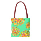 Borsa tote con mandala floreale — Stampa integrale verde tropicale brillante