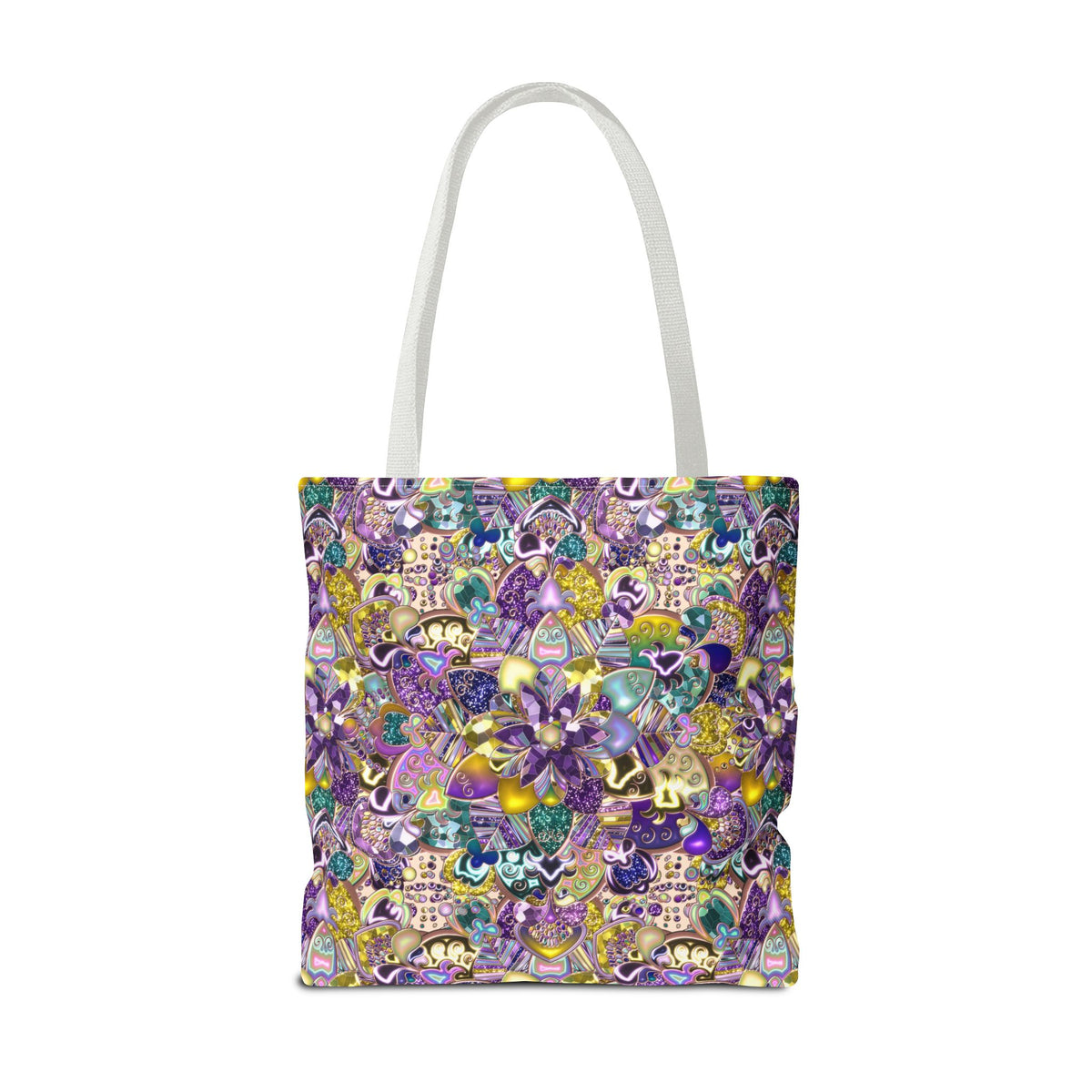 Colorful Purple Floral Pattern Tote Bag