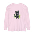 Black cat watercolor long sleeve t-shirt with vibrant and detailed feline design