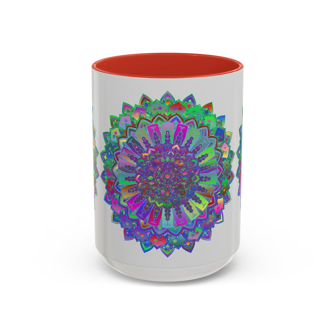 Beautiful mandala art mug with intricate and colorful design, perfect for enjoying your favorite hot beverages in style