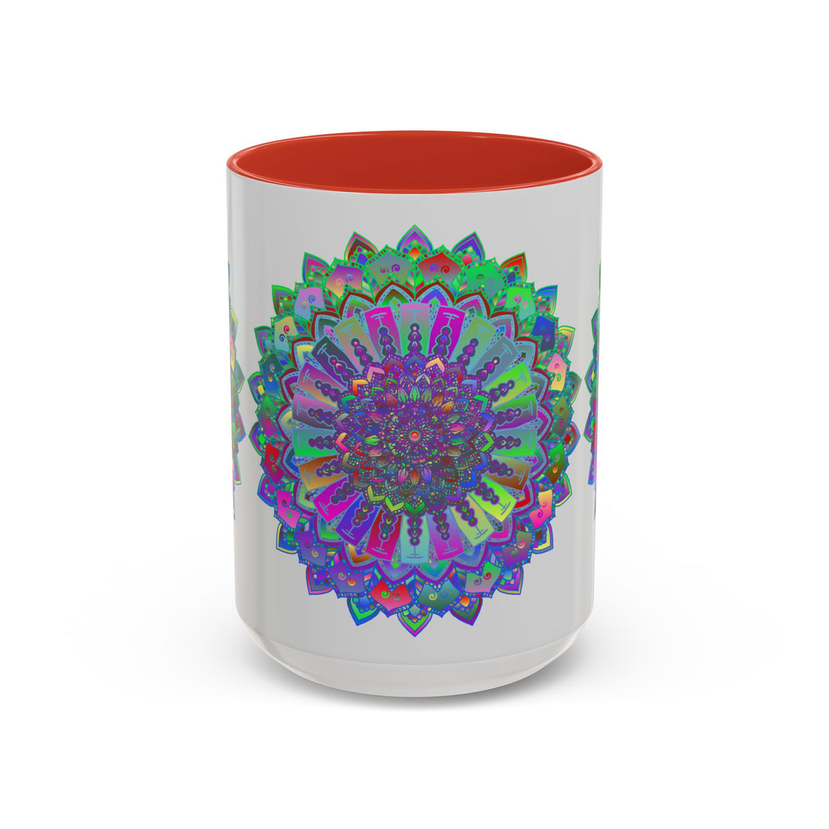 Beautiful mandala art mug with intricate and colorful design, perfect for enjoying your favorite hot beverages in style