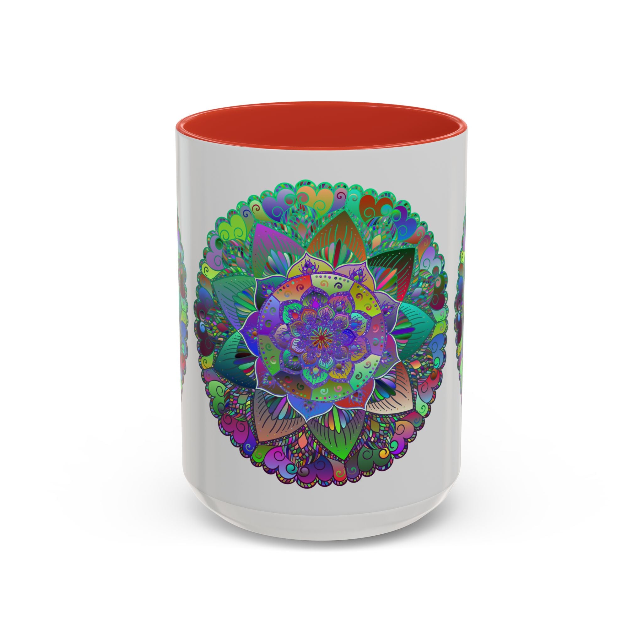 Colorful and intricate mandala art design on ceramic mug, perfect for your morning coffee or tea