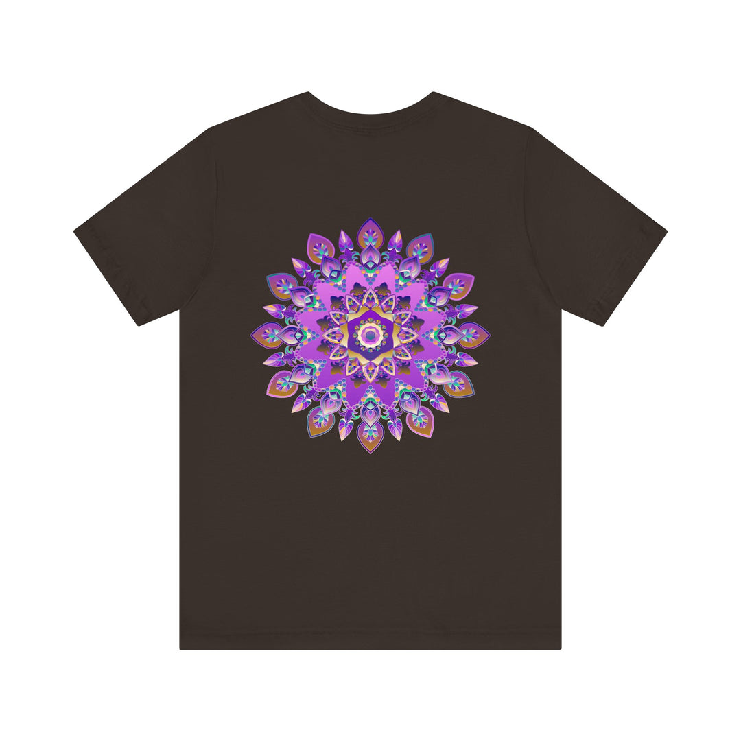 Beautiful purple mandala t-shirt featuring intricate design symbolizing spiritual peace and harmony for a calming and peaceful fashion statement