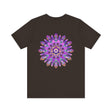 Beautiful purple mandala t-shirt featuring intricate design symbolizing spiritual peace and harmony for a calming and peaceful fashion statement