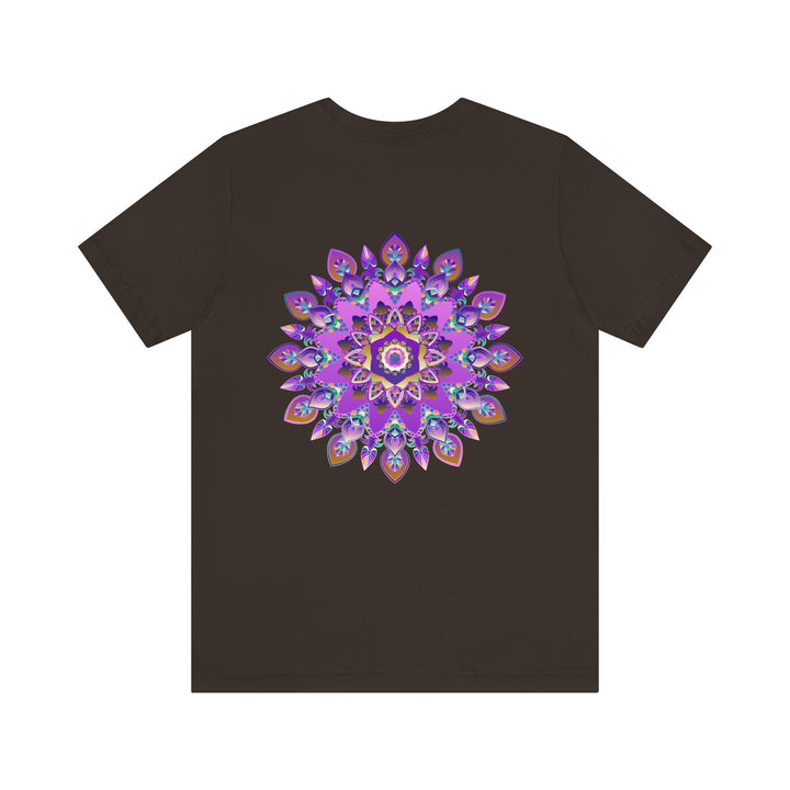 Beautiful purple mandala t-shirt featuring intricate design symbolizing spiritual peace and harmony for a calming and peaceful fashion statement