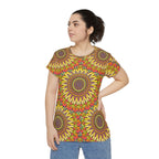 Sunflower Mandala Women's Tee — Bright Floral All-Over Print Shirt