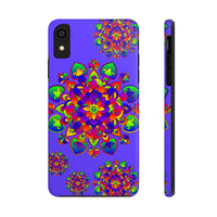 Vibrant and intricate hand-drawn mandala rainbow design on phone case