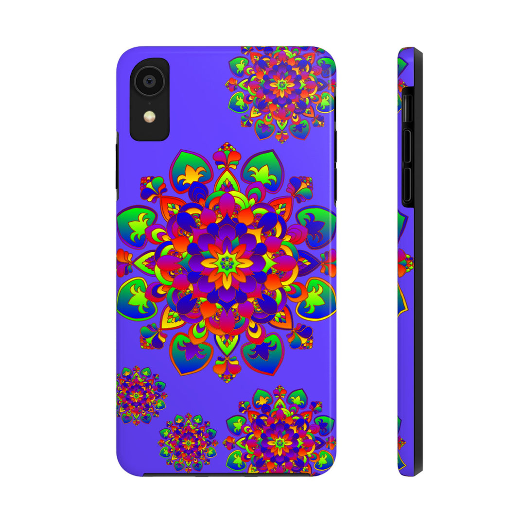 Vibrant and intricate hand-drawn mandala rainbow design on phone case