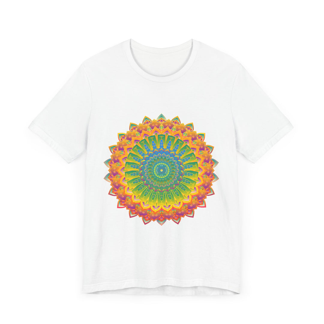 Colorful and detailed mandala tee shirt featuring intricate art and design