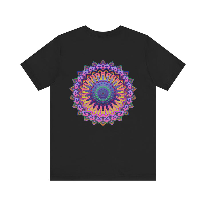 A colorful and intricate mandala design T-shirt representing spiritual peace and harmony