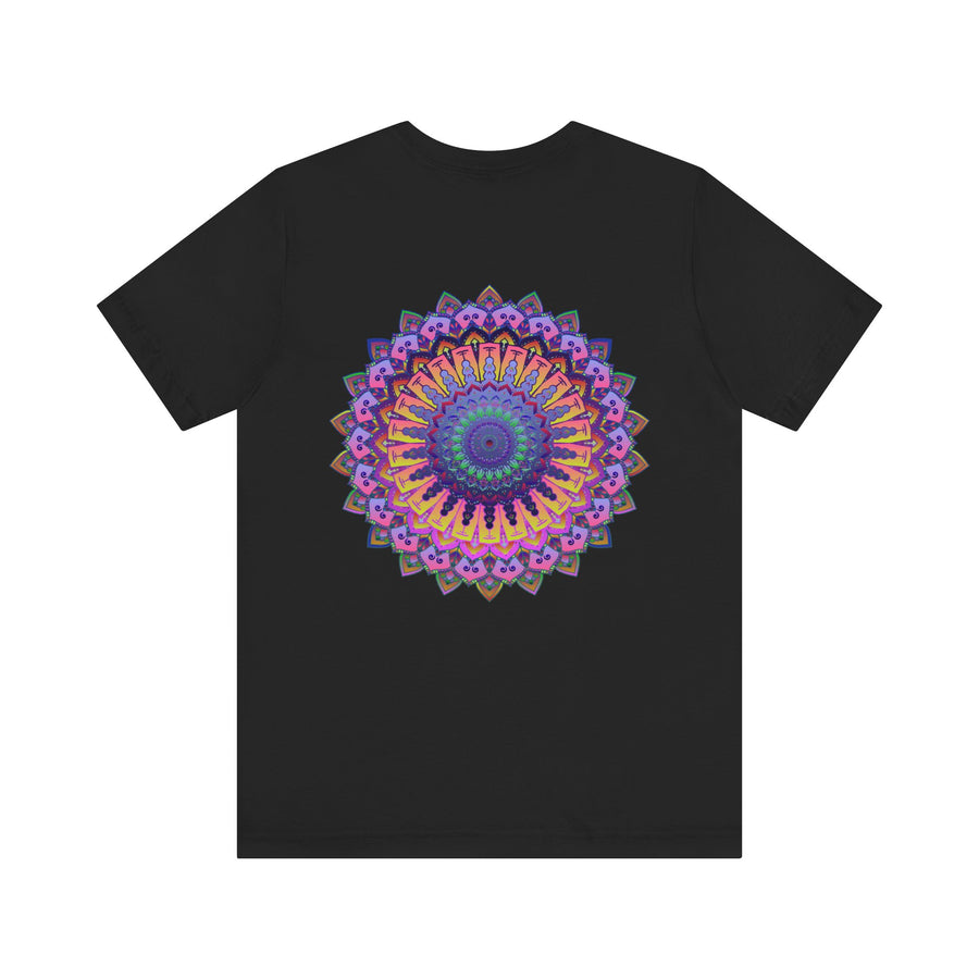 A colorful and intricate mandala design T-shirt representing spiritual peace and harmony