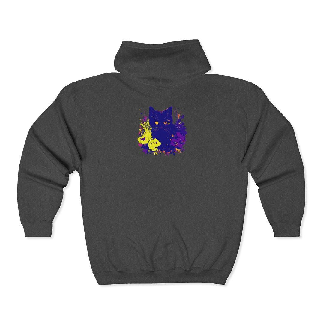 Schwarzer Katzen-Aquarell-Kapuzenpullover - Mystisches Haustier-Design