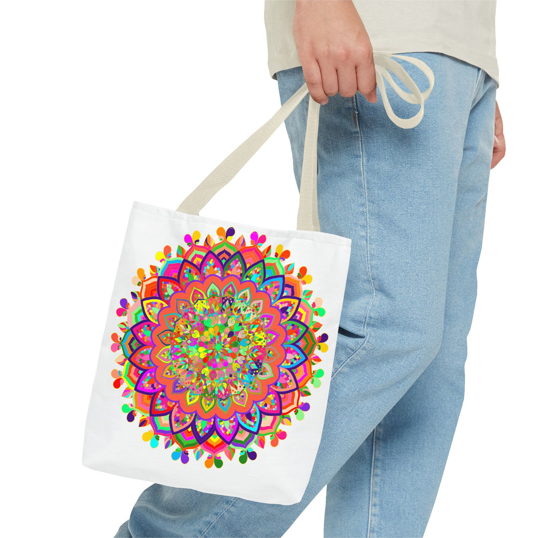 Colorful mandala art tote bag with intricate and vibrant designs