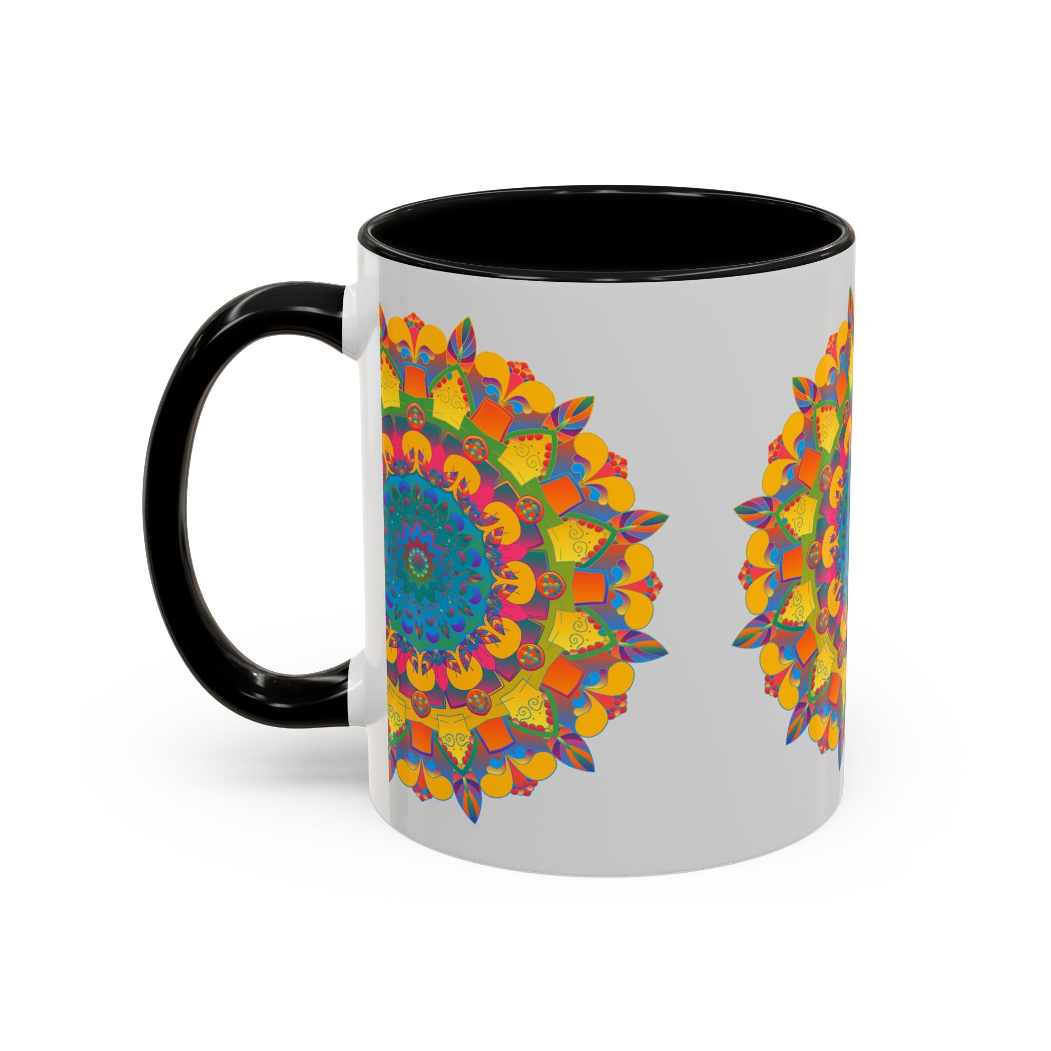 Colorful floral design on the Mandala Art Mug, perfect for art lovers and coffee enthusiasts alike