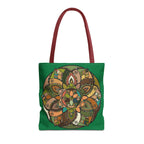 Boho Mandala Tote Bag — Green Floral Pattern AOP Shopper