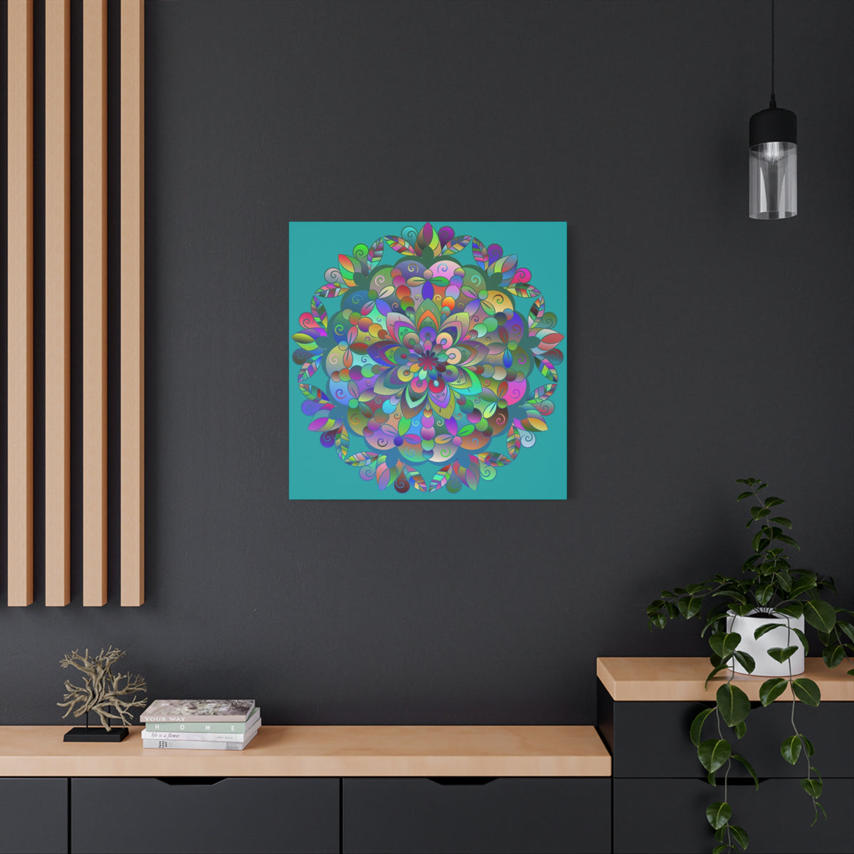Colorful Floral Mandala Matte Canvas Wall Art — Stretched 1.25"