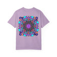 Unisex Mandala T-Shirt featuring hand-drawn mandala art, made with 100% ring-spun cotton, and garment-dyed for extra comfort