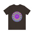 Beautiful purple and green mandala tee with intricate and detailed design