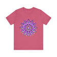 Beautiful purple and gold mandala tee with intricate spiritual art design