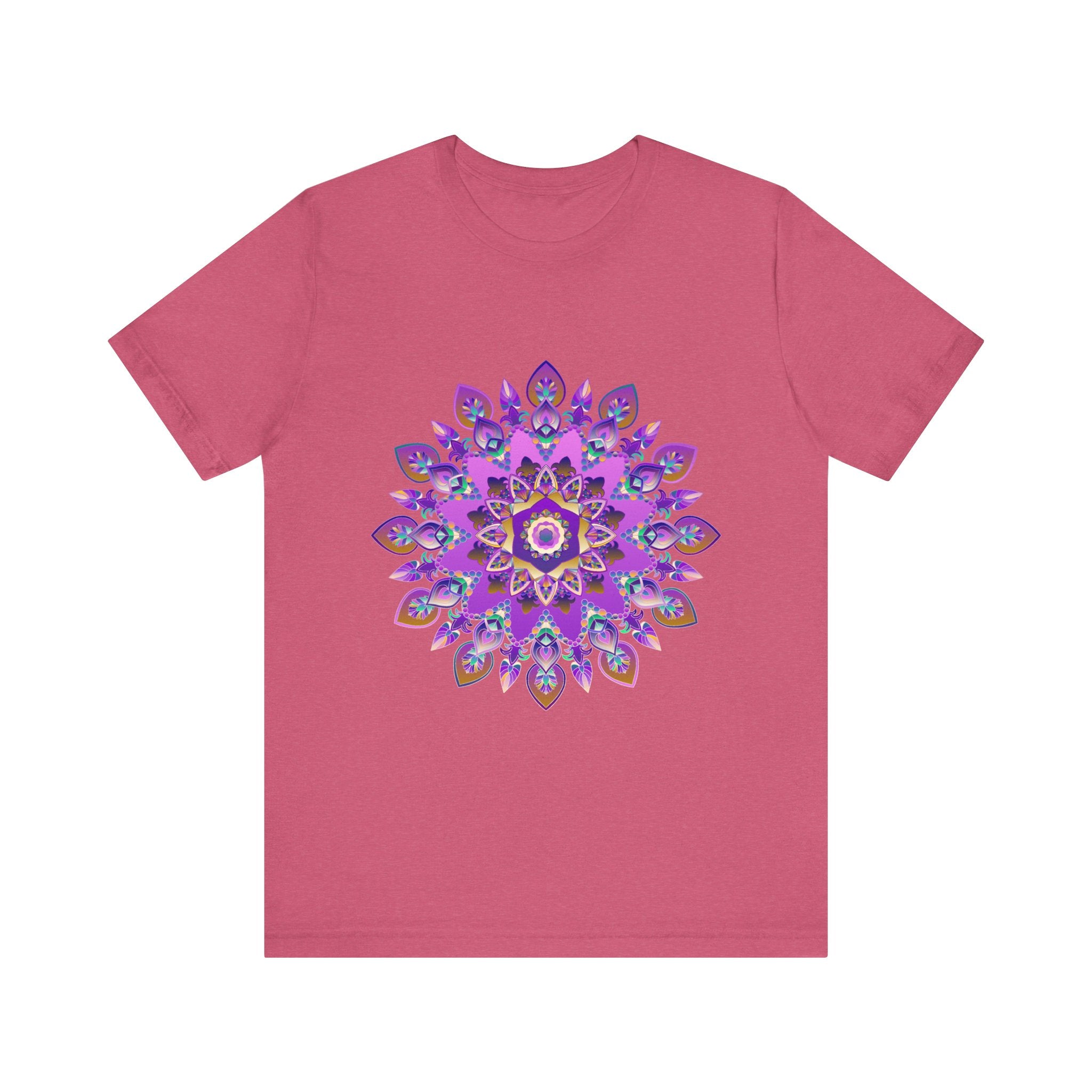 Beautiful purple and gold mandala tee with intricate spiritual art design