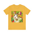 Colorful animal design t-shirt featuring a vibrant Savana cat print