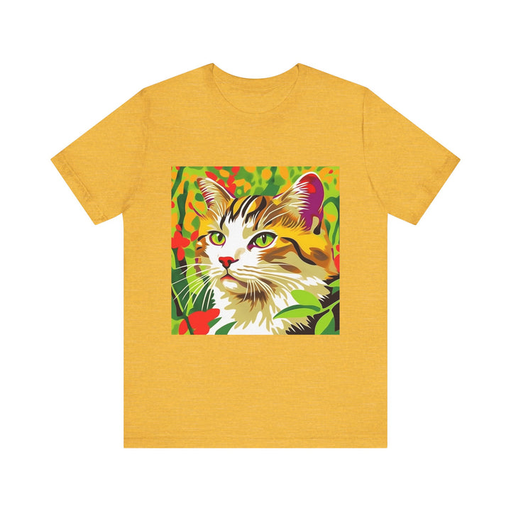 Colorful animal design t-shirt featuring a vibrant Savana cat print