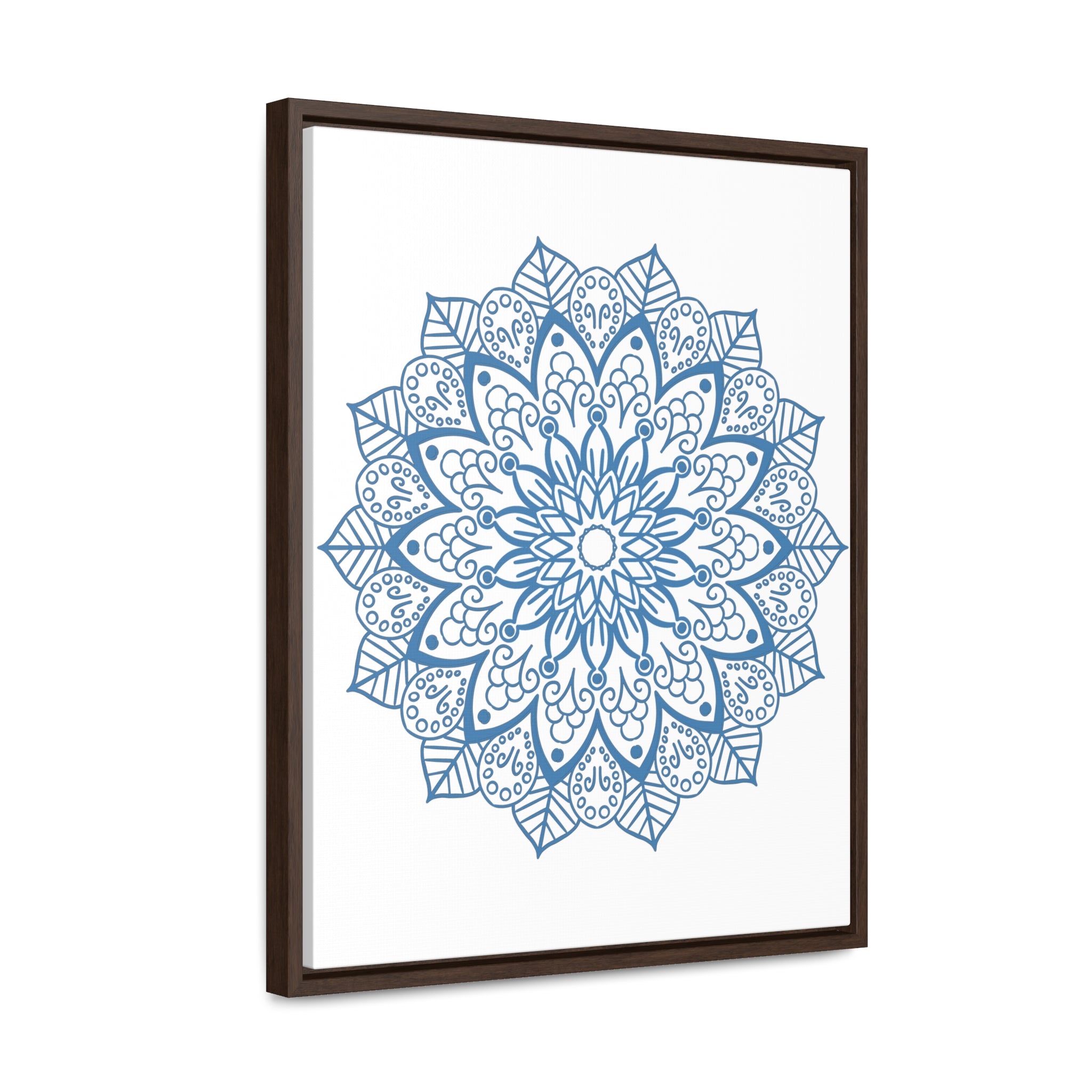 Mandala Handmade Art - Mandala Design Wall Art - Steel Blue - Gallery Canvas Wraps, Vertical Frame - Intricately Designed Steel Blue Mandala Artwork on Gallery-wrapped Canvas