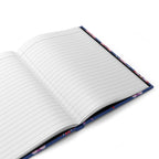 Diario con copertina rigida — Mandala geometrico blu su rosso (Nordic Chic)