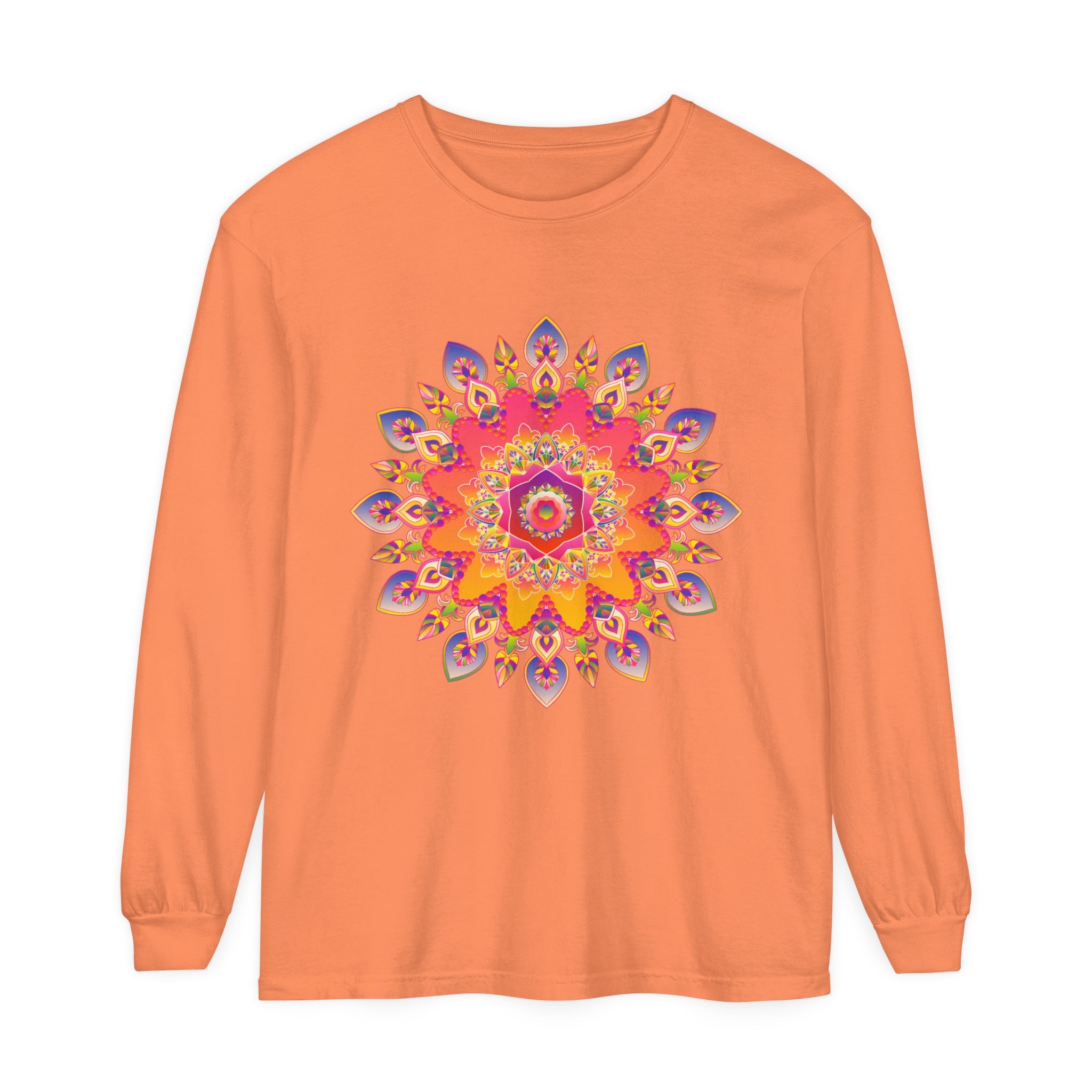 Colorful mandala design unisex long sleeve t-shirt for vibrant style