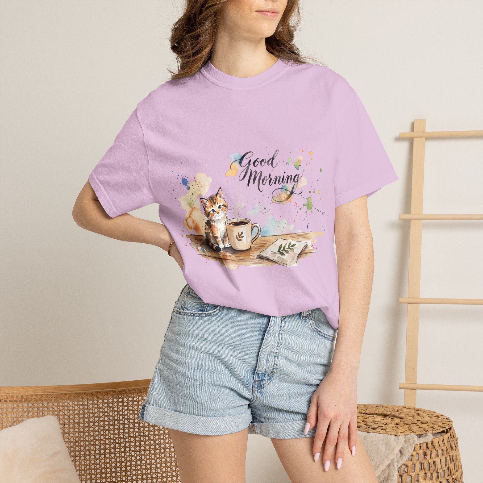 Good Morning Cat T-Shirt | Ultra-Soft Cotton Graphic Tee