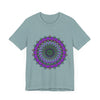 Vibrant purple and green Mandala Tee with intricate, detailed design pattern