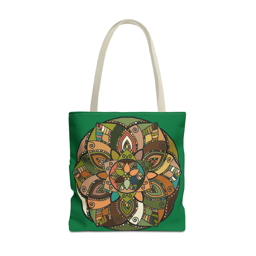 Boho Mandala Tote Bag — Green Floral Pattern AOP Shopper