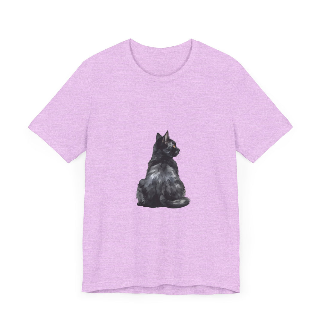 Black cat t-shirt with an intricate mystical design, perfect for cat lovers