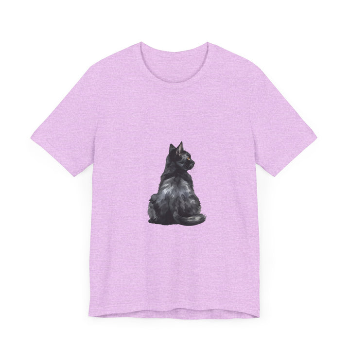 Black cat t-shirt with an intricate mystical design, perfect for cat lovers